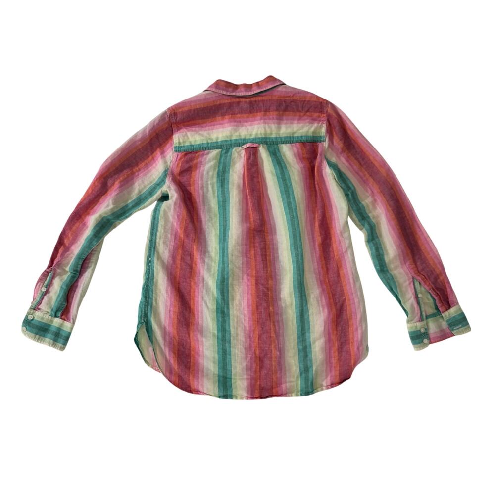 J.Crew Striped Linen Shirt Women's 6 Coastal Grandmother Retro 70s Vacation Boho - Picture 3 of 16